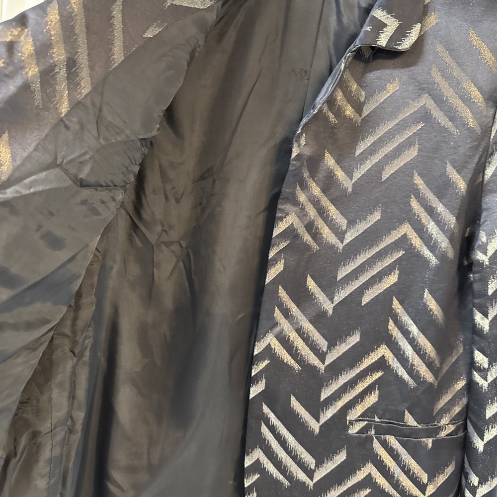 Vintage Achille Dattilo Blazer Jacket Black Gold Chevron Shoulder Pads Retro 6 - Picture 6 of 8